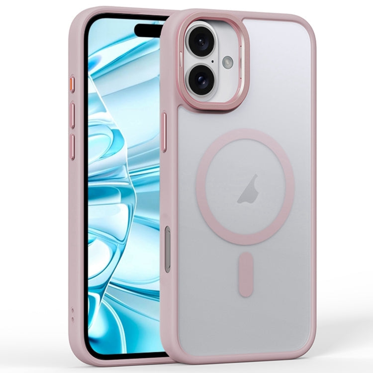 For iPhone 16 Frosted Lens Holder MagSafe Magnetic Phone Case(Pink) - iPhone 16 Cases by PMC Jewellery | Online Shopping South Africa | PMC Jewellery | Buy Now Pay Later Mobicred