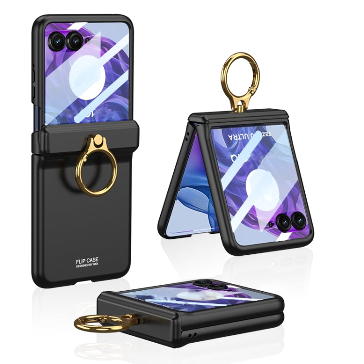 For Motorola Razr 50 Ultra GKK Integrated Magnetic Hinged Flip Case with Ring Holder(Black) - Motorola Cases by GKK | Online Shopping South Africa | PMC Jewellery | Buy Now Pay Later Mobicred