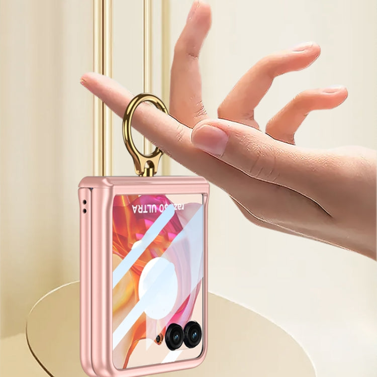 For Motorola Razr 50 GKK Integrated Magnetic Hinged Flip Case with Ring Holder(Pink) - Motorola Cases by GKK | Online Shopping South Africa | PMC Jewellery | Buy Now Pay Later Mobicred