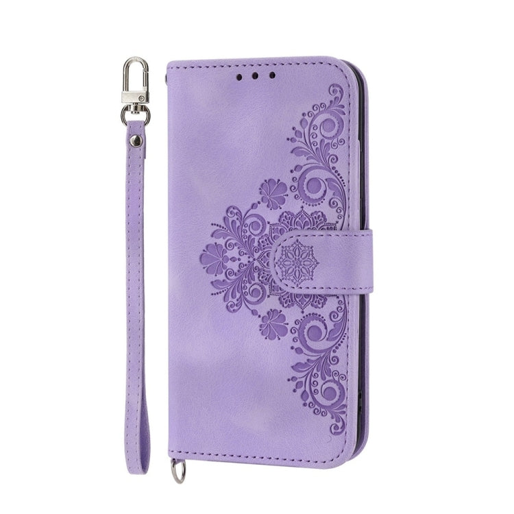 For Redmi K70 Ultra Skin Feel Flowers Embossed Wallet Leather Phone Case(Purple) - Xiaomi Cases by PMC Jewellery | Online Shopping South Africa | PMC Jewellery | Buy Now Pay Later Mobicred