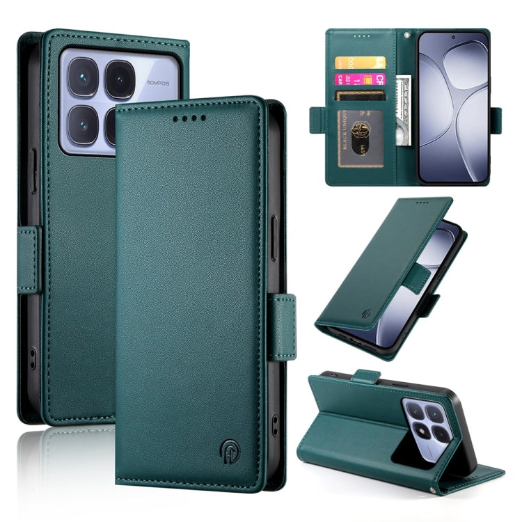 For Redmi K70 Ultra Side Buckle Magnetic Frosted Leather Phone Case(Dark Green) - Xiaomi Cases by PMC Jewellery | Online Shopping South Africa | PMC Jewellery | Buy Now Pay Later Mobicred