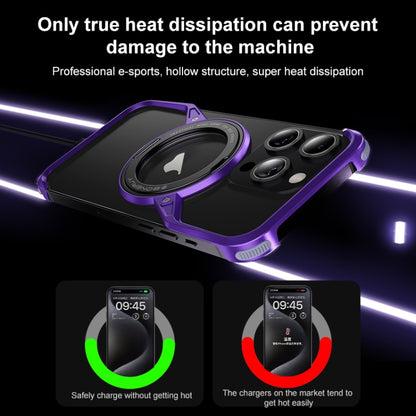 For iPhone 14 Frameless Rotation Holder Magsafe Metal Phone Case(Dark Purple) - iPhone 14 Cases by PMC Jewellery | Online Shopping South Africa | PMC Jewellery | Buy Now Pay Later Mobicred