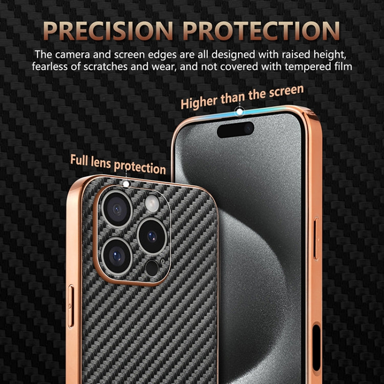 For iPhone 16 Pro Max AZNS Electroplated Edge Carbon Fiber Texture Phone Case(Blue) - iPhone 16 Pro Max Cases by AZNS | Online Shopping South Africa | PMC Jewellery | Buy Now Pay Later Mobicred