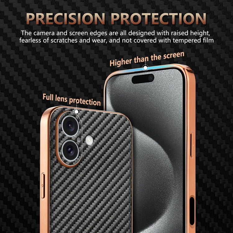 For iPhone 16 Plus AZNS Electroplated Edge Carbon Fiber Texture Phone Case(Blue) - iPhone 16 Plus Cases by AZNS | Online Shopping South Africa | PMC Jewellery | Buy Now Pay Later Mobicred