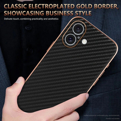 For iPhone 16 AZNS Electroplated Edge Carbon Fiber Texture Phone Case(Brown) - iPhone 16 Cases by AZNS | Online Shopping South Africa | PMC Jewellery | Buy Now Pay Later Mobicred