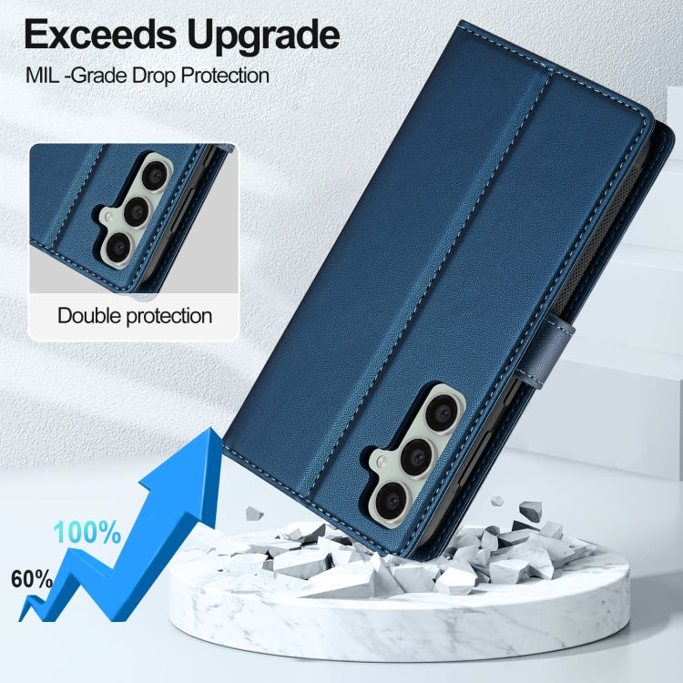 For Samsung Galaxy A35 5G LC.IMEEKE L2 Series Detachable Magsafe PU Phone Case with Lanyard(Blue) - Galaxy Phone Cases by LC.IMEEKE | Online Shopping South Africa | PMC Jewellery | Buy Now Pay Later Mobicred