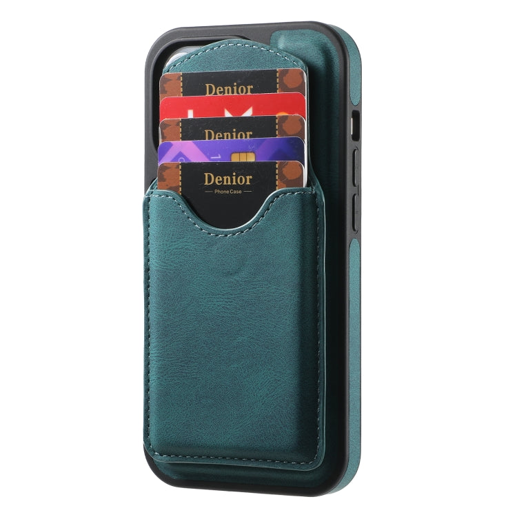 For iPhone 16 Plus Denior D19 Skin Feel MagSafe Detachable Card Slot Phone Case(Blue) - iPhone 16 Plus Cases by Denior | Online Shopping South Africa | PMC Jewellery | Buy Now Pay Later Mobicred