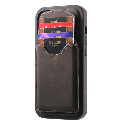 For iPhone 16 Plus Denior D19 Skin Feel MagSafe Detachable Card Slot Phone Case(Brown) - iPhone 16 Plus Cases by Denior | Online Shopping South Africa | PMC Jewellery | Buy Now Pay Later Mobicred