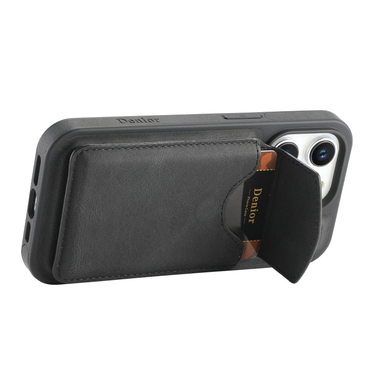 For iPhone 16 Plus Denior D19 Skin Feel MagSafe Detachable Card Slot Phone Case(Black) - iPhone 16 Plus Cases by Denior | Online Shopping South Africa | PMC Jewellery | Buy Now Pay Later Mobicred