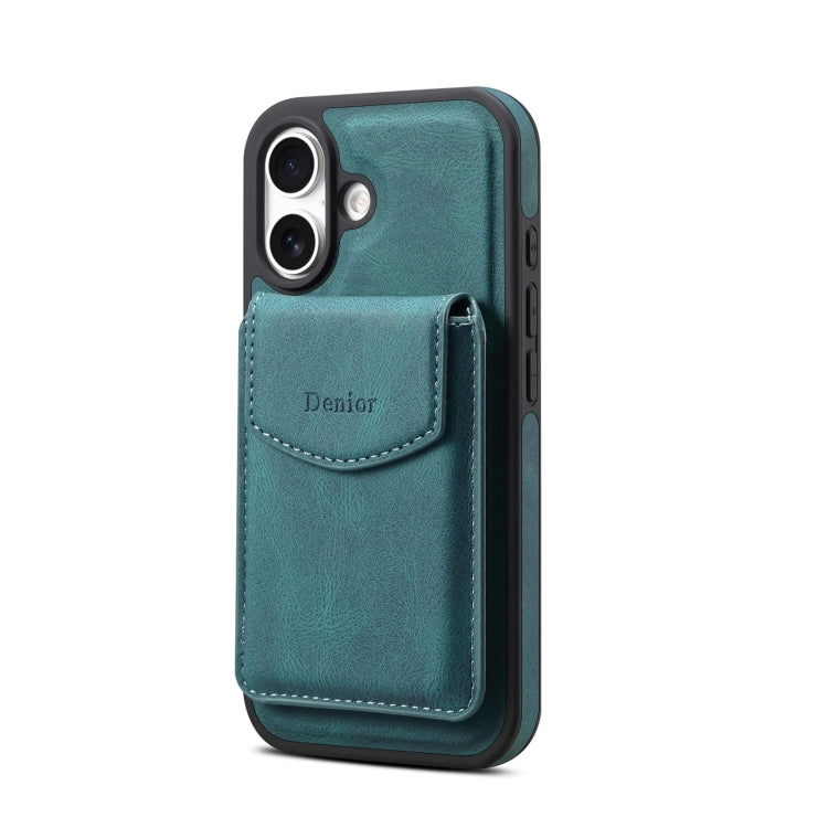 For iPhone 16 Denior D19 Skin Feel MagSafe Detachable Card Slot Phone Case(Blue) - iPhone 16 Cases by Denior | Online Shopping South Africa | PMC Jewellery | Buy Now Pay Later Mobicred