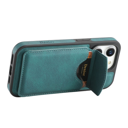 For iPhone 16 Denior D19 Skin Feel MagSafe Detachable Card Slot Phone Case(Blue) - iPhone 16 Cases by Denior | Online Shopping South Africa | PMC Jewellery | Buy Now Pay Later Mobicred