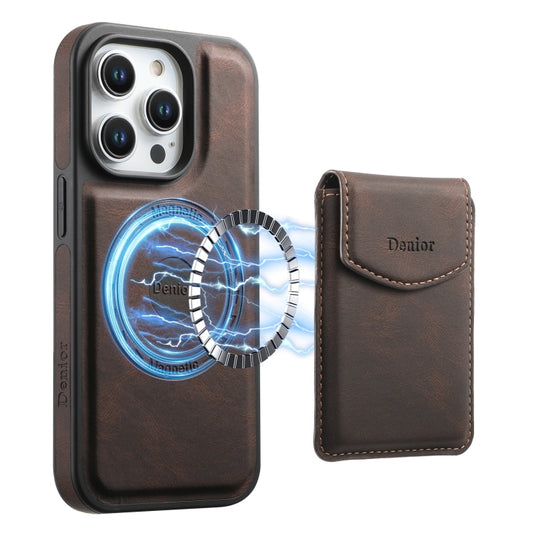 For iPhone 15 Pro Max Denior D19 Skin Feel MagSafe Detachable Card Slot Phone Case(Brown) - iPhone 15 Pro Max Cases by Denior | Online Shopping South Africa | PMC Jewellery | Buy Now Pay Later Mobicred