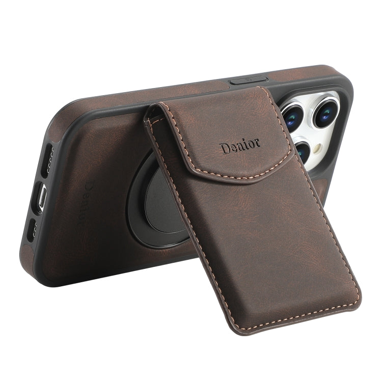 For iPhone 16 Pro Max Denior D20 Skin Feel MagSafe Holder Detachable Card Slot Phone Case(Brown) - iPhone 16 Pro Max Cases by Denior | Online Shopping South Africa | PMC Jewellery | Buy Now Pay Later Mobicred