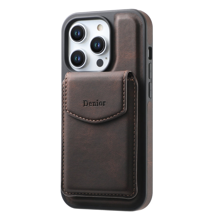 For iPhone 16 Pro Denior D20 Skin Feel MagSafe Holder Detachable Card Slot Phone Case(Brown) - iPhone 16 Pro Cases by Denior | Online Shopping South Africa | PMC Jewellery | Buy Now Pay Later Mobicred