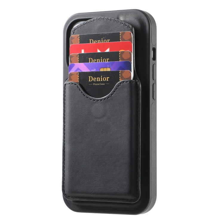 For iPhone 16 Pro Denior D20 Skin Feel MagSafe Holder Detachable Card Slot Phone Case(Black) - iPhone 16 Pro Cases by Denior | Online Shopping South Africa | PMC Jewellery | Buy Now Pay Later Mobicred