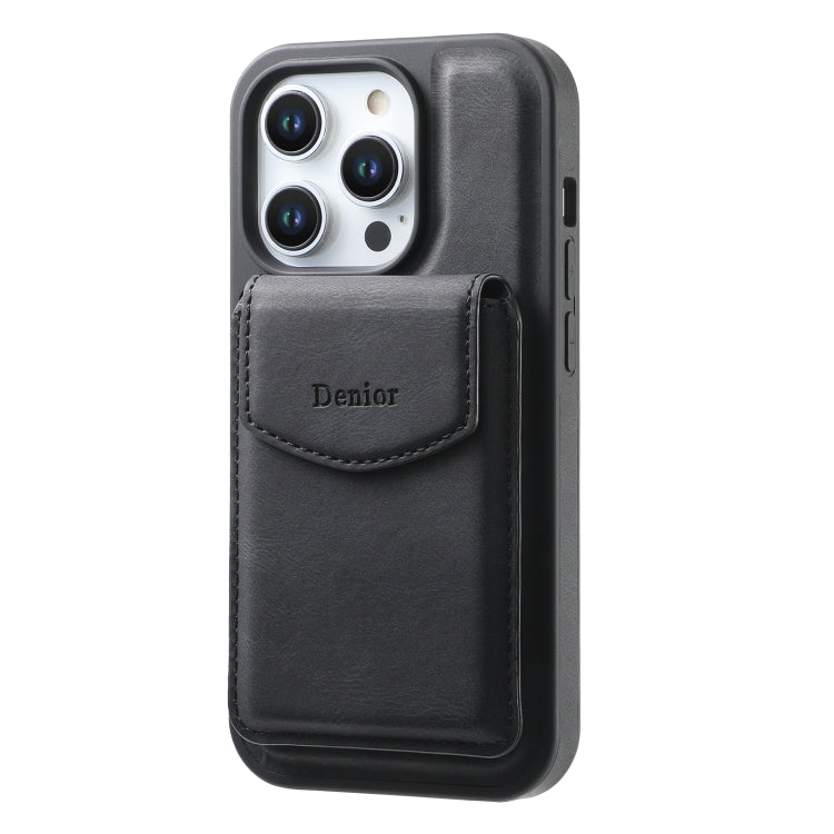 For iPhone 16 Denior D20 Skin Feel MagSafe Holder Detachable Card Slot Phone Case(Black) - iPhone 16 Cases by Denior | Online Shopping South Africa | PMC Jewellery | Buy Now Pay Later Mobicred