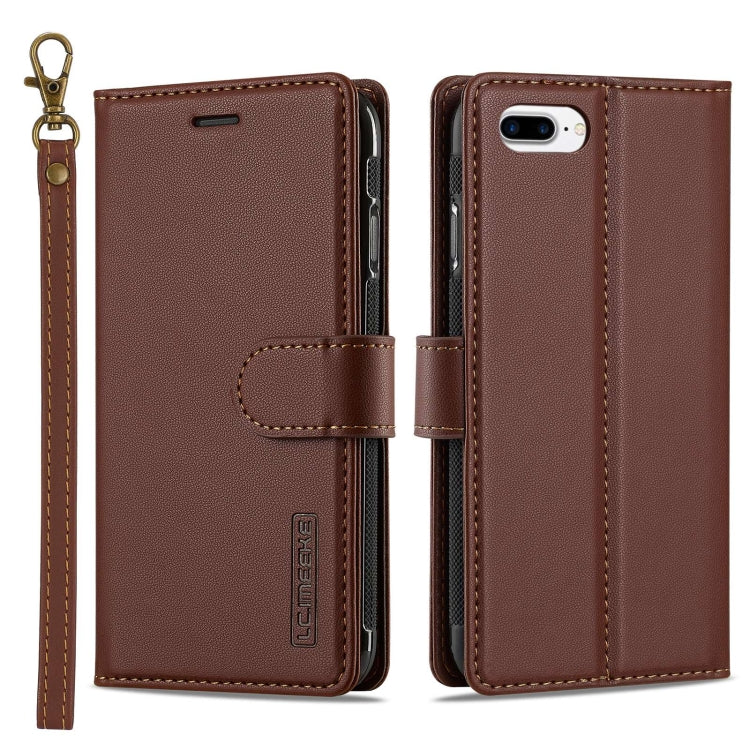 For iPhone 7 Plus / 8 Plus LC.IMEEKE L2 Series Detachable Magsafe PU Phone Case with Lanyard(Brown) - More iPhone Cases by LC.IMEEKE | Online Shopping South Africa | PMC Jewellery | Buy Now Pay Later Mobicred