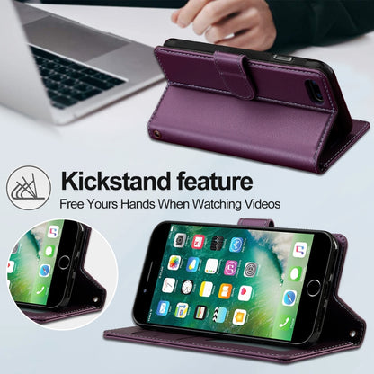 For iPhone 7 Plus / 8 Plus LC.IMEEKE L2 Series Detachable Magsafe PU Phone Case with Lanyard(Purple) - More iPhone Cases by LC.IMEEKE | Online Shopping South Africa | PMC Jewellery | Buy Now Pay Later Mobicred