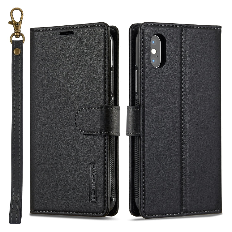 For iPhone X / XS LC.IMEEKE L2 Series Detachable Magsafe PU Phone Case with Lanyard(Black) - More iPhone Cases by LC.IMEEKE | Online Shopping South Africa | PMC Jewellery | Buy Now Pay Later Mobicred