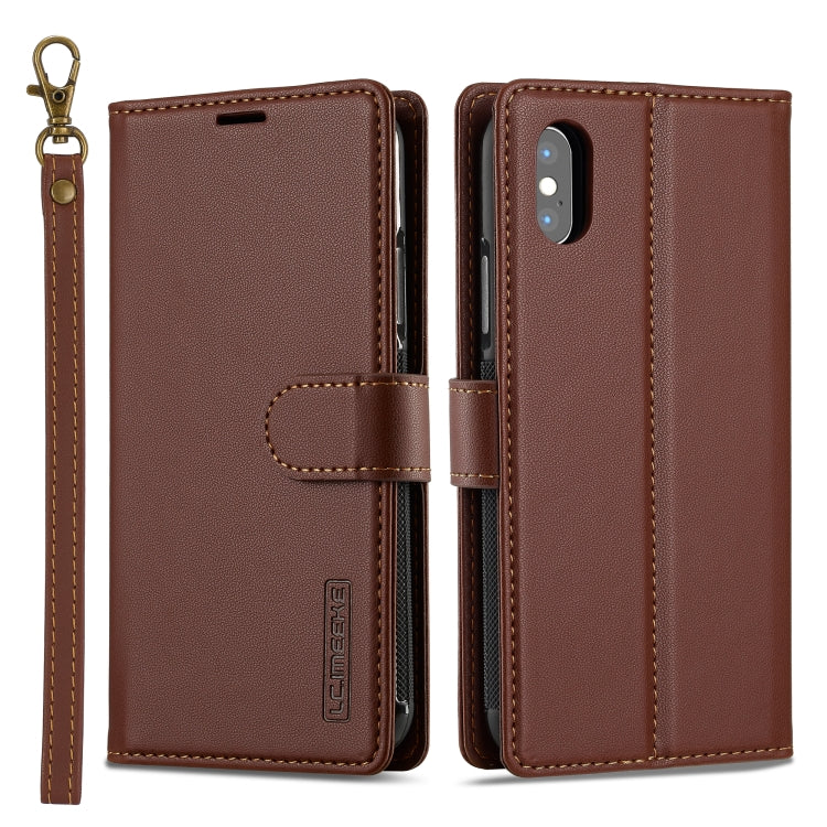 For iPhone X / XS LC.IMEEKE L2 Series Detachable Magsafe PU Phone Case with Lanyard(Brown) - free shipping - PMC Jewellery - Order now!