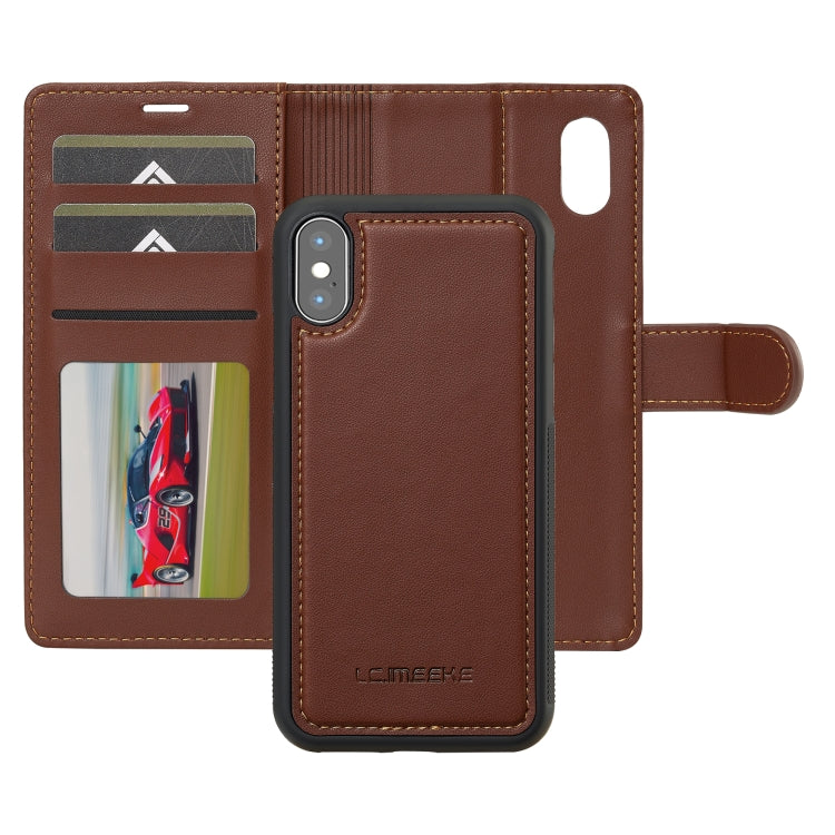 For iPhone X / XS LC.IMEEKE L2 Series Detachable Magsafe PU Phone Case with Lanyard(Brown) - free shipping - PMC Jewellery - Order now!