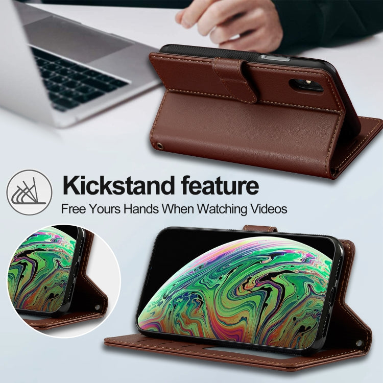 For iPhone X / XS LC.IMEEKE L2 Series Detachable Magsafe PU Phone Case with Lanyard(Brown) - free shipping - PMC Jewellery - Order now!