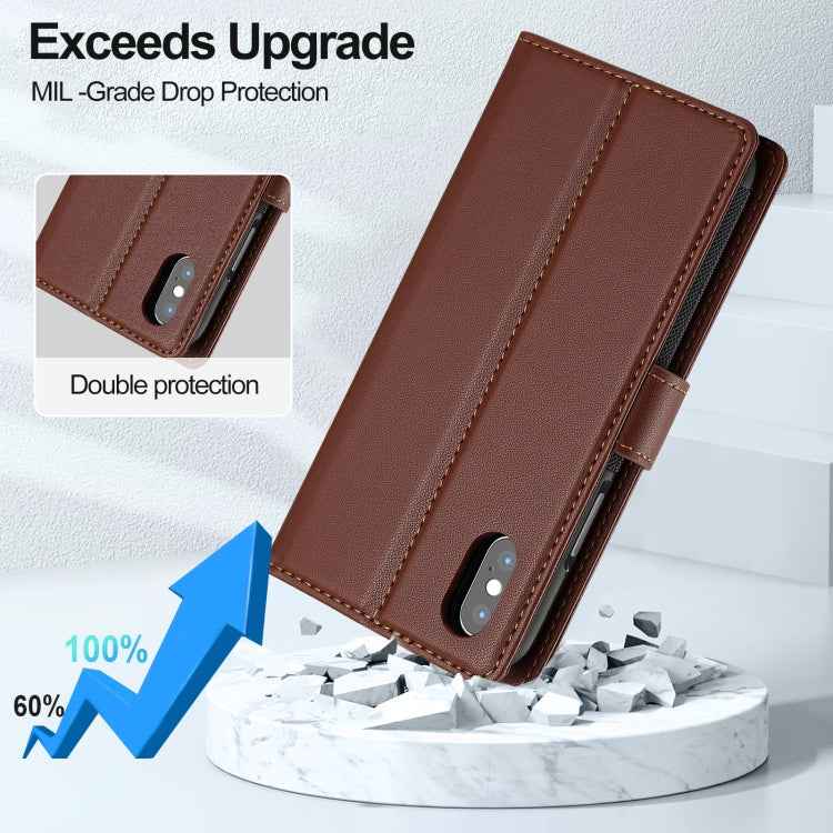 For iPhone X / XS LC.IMEEKE L2 Series Detachable Magsafe PU Phone Case with Lanyard(Brown) - free shipping - PMC Jewellery - Order now!