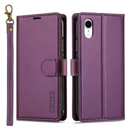 For iPhone XR LC.IMEEKE L2 Series Detachable Magsafe PU Phone Case with Lanyard(Purple) - More iPhone Cases by LC.IMEEKE | Online Shopping South Africa | PMC Jewellery | Buy Now Pay Later Mobicred