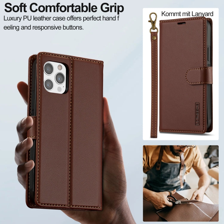 For iPhone 12 / 12 Pro LC.IMEEKE L2 Series Detachable Magsafe PU Phone Case with Lanyard(Brown) - iPhone 12 / 12 Pro Cases by LC.IMEEKE | Online Shopping South Africa | PMC Jewellery | Buy Now Pay Later Mobicred