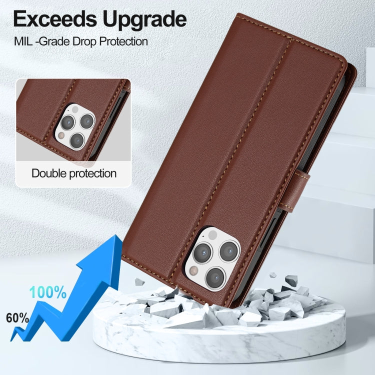 For iPhone 12 / 12 Pro LC.IMEEKE L2 Series Detachable Magsafe PU Phone Case with Lanyard(Brown) - iPhone 12 / 12 Pro Cases by LC.IMEEKE | Online Shopping South Africa | PMC Jewellery | Buy Now Pay Later Mobicred