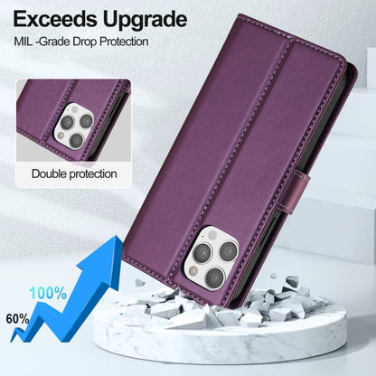 For iPhone 12 / 12 Pro LC.IMEEKE L2 Series Detachable Magsafe PU Phone Case with Lanyard(Purple) - iPhone 12 / 12 Pro Cases by LC.IMEEKE | Online Shopping South Africa | PMC Jewellery | Buy Now Pay Later Mobicred