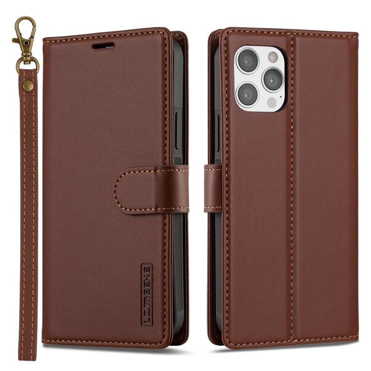 For iPhone 14 Pro Max LC.IMEEKE L2 Series Detachable Magsafe PU Phone Case with Lanyard(Brown) - iPhone 14 Pro Max Cases by LC.IMEEKE | Online Shopping South Africa | PMC Jewellery | Buy Now Pay Later Mobicred