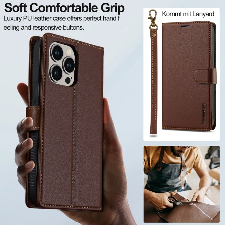 For iPhone 13 Pro Max LC.IMEEKE L2 Series Detachable Magsafe PU Phone Case with Lanyard(Brown) - iPhone 13 Pro Max Cases by LC.IMEEKE | Online Shopping South Africa | PMC Jewellery | Buy Now Pay Later Mobicred