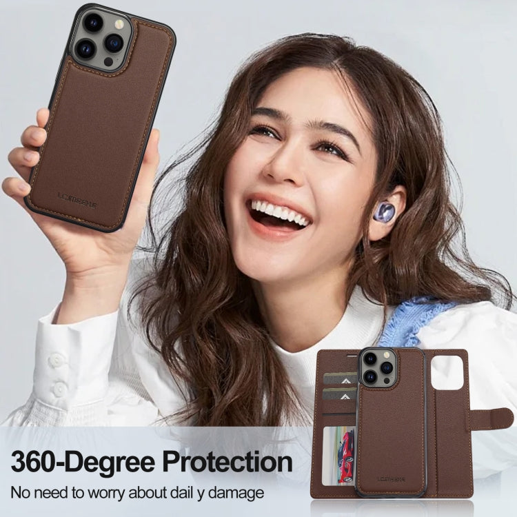 For iPhone 13 Pro Max LC.IMEEKE L2 Series Detachable Magsafe PU Phone Case with Lanyard(Brown) - iPhone 13 Pro Max Cases by LC.IMEEKE | Online Shopping South Africa | PMC Jewellery | Buy Now Pay Later Mobicred