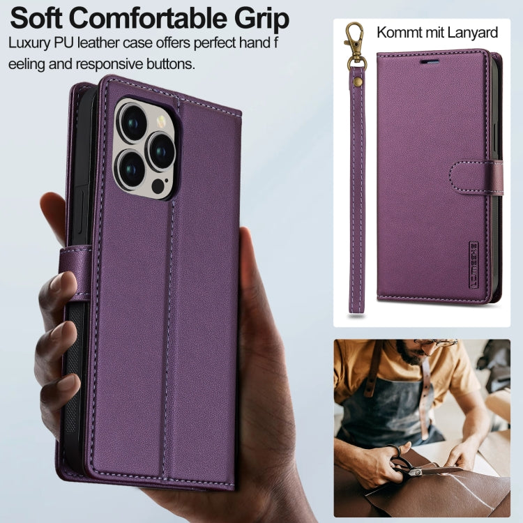 For iPhone 13 Pro LC.IMEEKE L2 Series Detachable Magsafe PU Phone Case with Lanyard(Purple) - iPhone 13 Pro Cases by LC.IMEEKE | Online Shopping South Africa | PMC Jewellery | Buy Now Pay Later Mobicred