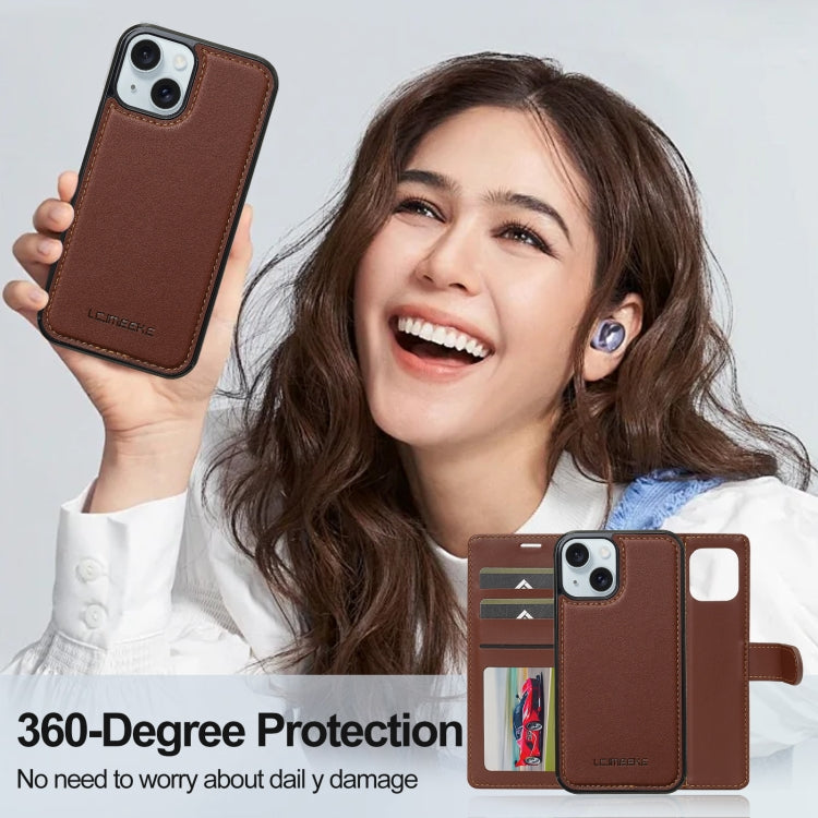 For iPhone 13 LC.IMEEKE L2 Series Detachable Magsafe PU Phone Case with Lanyard(Brown) - iPhone 13 Cases by LC.IMEEKE | Online Shopping South Africa | PMC Jewellery | Buy Now Pay Later Mobicred