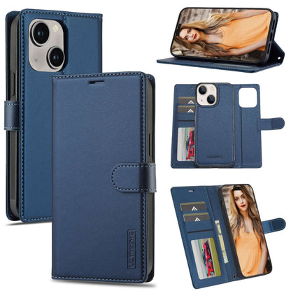 For iPhone 14 LC.IMEEKE L2 Series Detachable Magsafe PU Phone Case with Lanyard(Blue) - iPhone 14 Cases by LC.IMEEKE | Online Shopping South Africa | PMC Jewellery | Buy Now Pay Later Mobicred