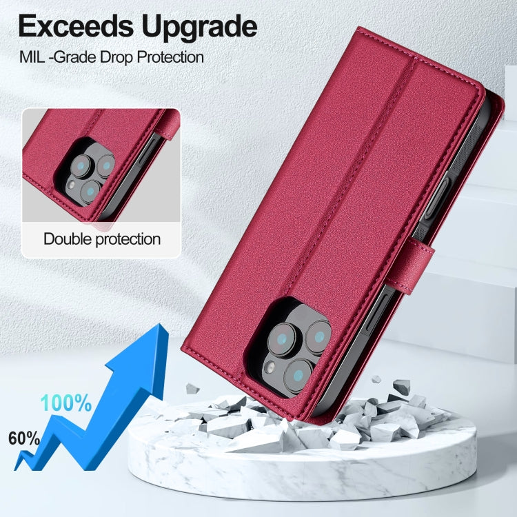 For iPhone 16 Pro Max LC.IMEEKE L2 Series Detachable Magsafe PU Phone Case with Lanyard(Red) - free shipping - PMC Jewellery - Order now!