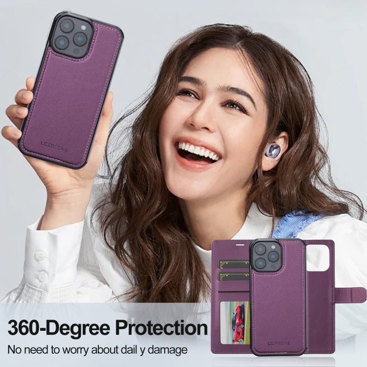 For iPhone 16 Pro LC.IMEEKE L2 Series Detachable Magsafe PU Phone Case with Lanyard(Purple) - iPhone 16 Pro Cases by LC.IMEEKE | Online Shopping South Africa | PMC Jewellery | Buy Now Pay Later Mobicred