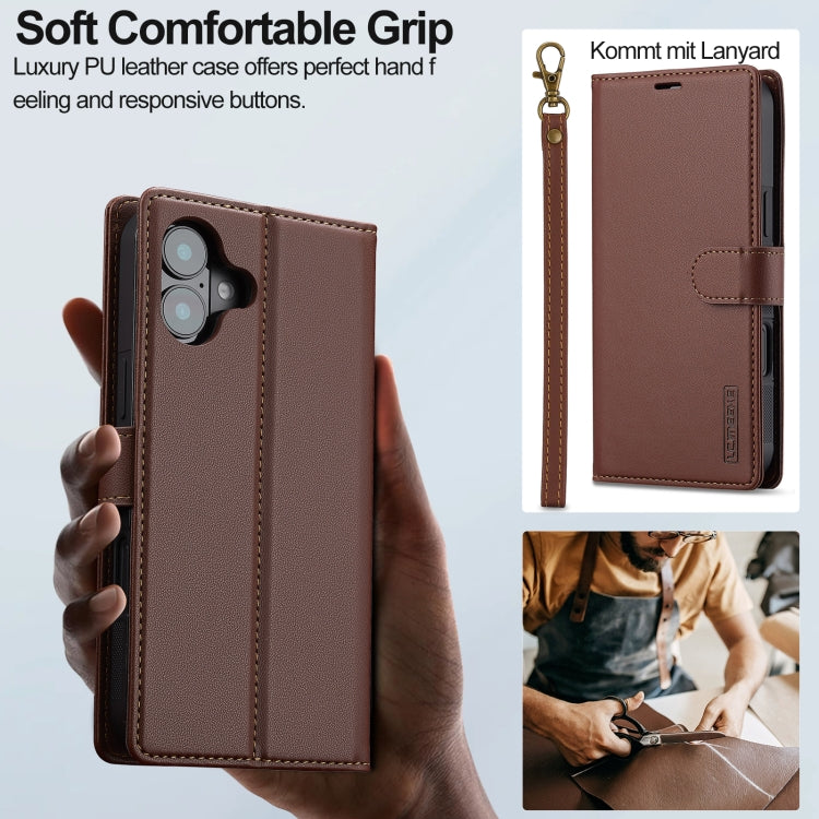 For iPhone 16 Plus LC.IMEEKE L2 Series Detachable Magsafe PU Phone Case with Lanyard(Brown) - iPhone 16 Plus Cases by LC.IMEEKE | Online Shopping South Africa | PMC Jewellery | Buy Now Pay Later Mobicred