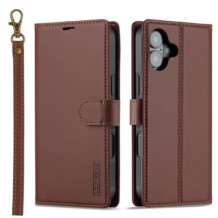 For iPhone 16 LC.IMEEKE L2 Series Detachable Magsafe PU Phone Case with Lanyard(Brown) - iPhone 16 Cases by LC.IMEEKE | Online Shopping South Africa | PMC Jewellery | Buy Now Pay Later Mobicred