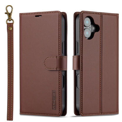 For iPhone 16 LC.IMEEKE L2 Series Detachable Magsafe PU Phone Case with Lanyard(Brown) - iPhone 16 Cases by LC.IMEEKE | Online Shopping South Africa | PMC Jewellery | Buy Now Pay Later Mobicred