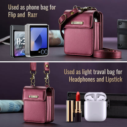 CaseMe Me50 Mini Universal Bag for Apple and Samsung Headphones + Lipstick(Wine Red) - For AirPods 1/2 by CaseMe | Online Shopping South Africa | PMC Jewellery | Buy Now Pay Later Mobicred