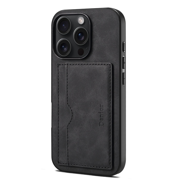 For iPhone 16 Pro Max Denior D08 PU Single Card Slot Holder Phone Case(Black) - iPhone 16 Pro Max Cases by Denior | Online Shopping South Africa | PMC Jewellery | Buy Now Pay Later Mobicred