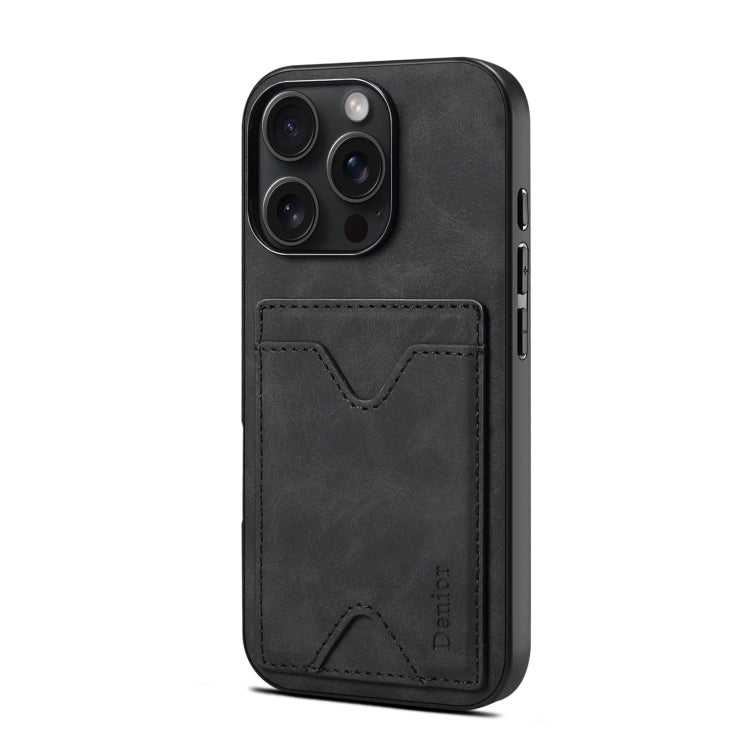 For iPhone 16 Denior D06 PU Back Cover Card Slot Holder Phone Case(Black) - iPhone 16 Cases by Denior | Online Shopping South Africa | PMC Jewellery | Buy Now Pay Later Mobicred