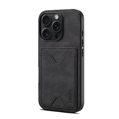 For iPhone 16 Pro Max Denior D06 PU Back Cover Card Slot Holder Phone Case(Black) - iPhone 16 Pro Max Cases by Denior | Online Shopping South Africa | PMC Jewellery | Buy Now Pay Later Mobicred