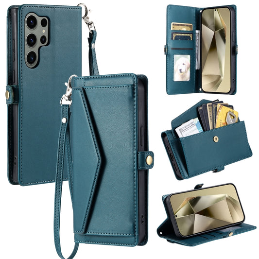 For Samsung Galaxy S25 Ultra 5G Wallet Multi-card Slot Leather Phone Case with Lanyard(Green) - Galaxy S25 Ultra 5G Cases by PMC Jewellery | Online Shopping South Africa | PMC Jewellery | Buy Now Pay Later Mobicred