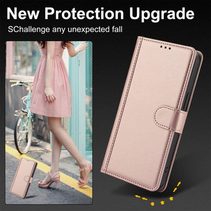 For Motorola Moto G Play 2024 Skin Feel Pure Color Card Slots Leather Phone Case with Dual Lanyard(Rose Gold) - Motorola Cases by PMC Jewellery | Online Shopping South Africa | PMC Jewellery | Buy Now Pay Later Mobicred