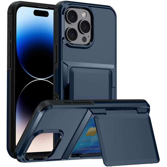 For iPhone 16 Pro Card Slot Holder Phone Case(Blue) - iPhone 16 Pro Cases by PMC Jewellery | Online Shopping South Africa | PMC Jewellery | Buy Now Pay Later Mobicred