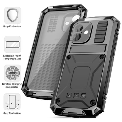 For iPhone 16 R-JUST Life Waterproof Dustproof Shockproof Phone Case(Black) - iPhone 16 Cases by R-JUST | Online Shopping South Africa | PMC Jewellery | Buy Now Pay Later Mobicred